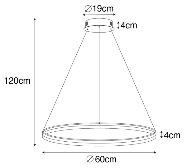 Dizajnerska viseča svetilka bela 60 cm z LED 3-stopenjsko zatemnitvijo - Anello