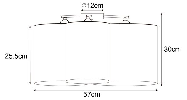 Stropna svetilka črna z zlato notranjostjo 3-light - Multidrum