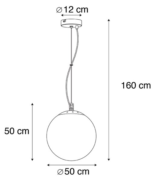 Skandinavska viseča svetilka opalovo steklo 50cm - Kroglica 50