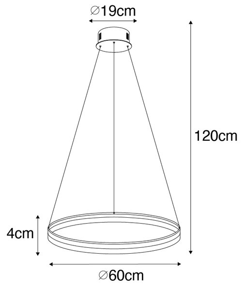 Design viseča svetilka zlata 60 cm z LED 3 stopenjskimi zatemnitvijo - Anello