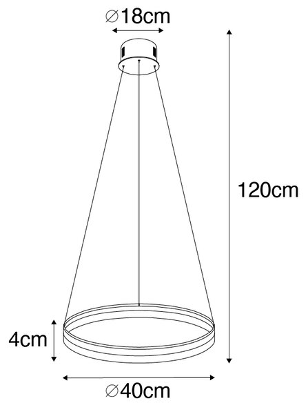 Design viseča svetilka zlata 40 cm z LED 3 stopenjskimi zatemnitvijo - Anello