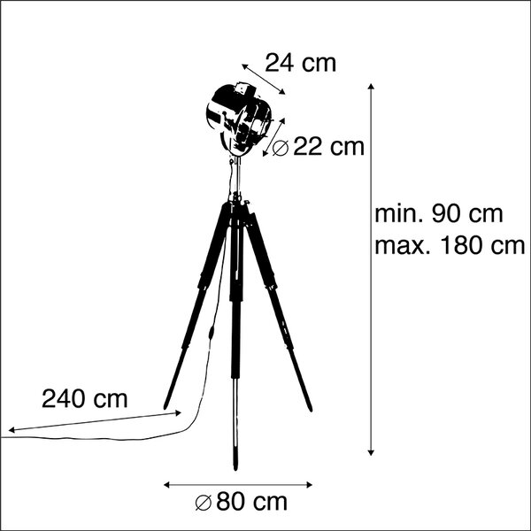 Stoječa svetilka z lesenim stojalom in studijskim spotom - Tripod Shiny