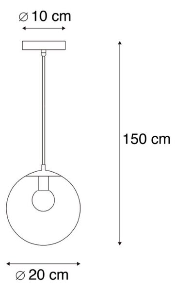 Art Deco viseča svetilka črna z zlatim steklom 20 cm - Pallon