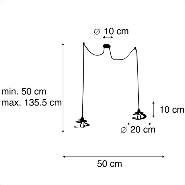 Dizajn viseča svetilka 2-luč s spiralnim senčilom 20 cm - pomikanje