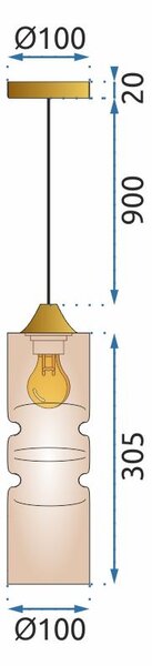 Steklena viseča stropna svetilka APP901-1CP Gold