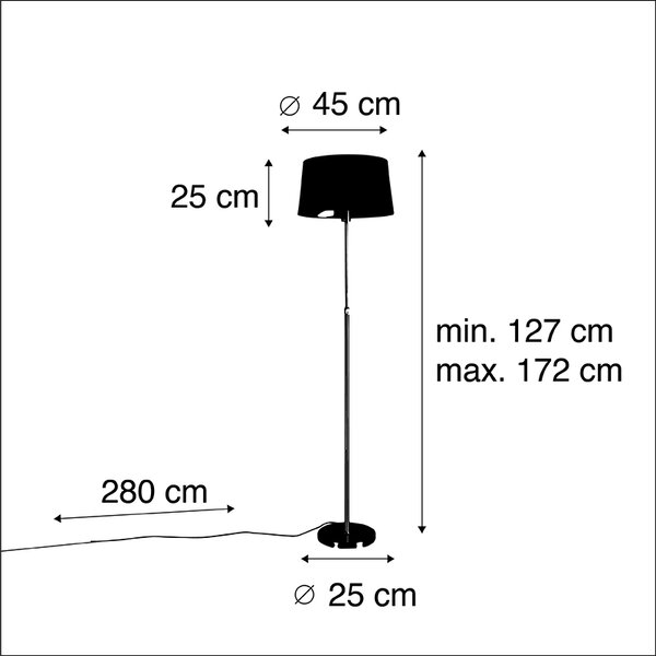 Stoječa svetilka zlata / medenina s platnenim odtenkom siva 45 cm - Parte