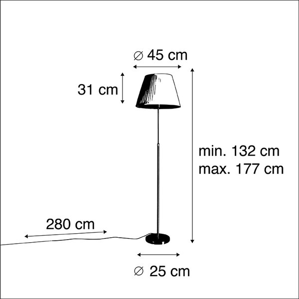 Stoječa svetilka bronasta z nabrano kremo za senčilo 45 cm nastavljiva - Parte