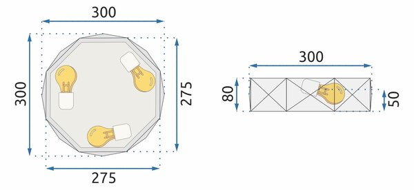 Plafond Diamond APP861-C 30 cm črn