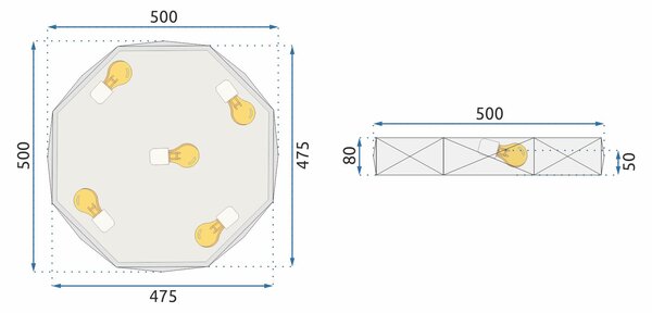 Plafond Diamond APP863-C 50 cm črn