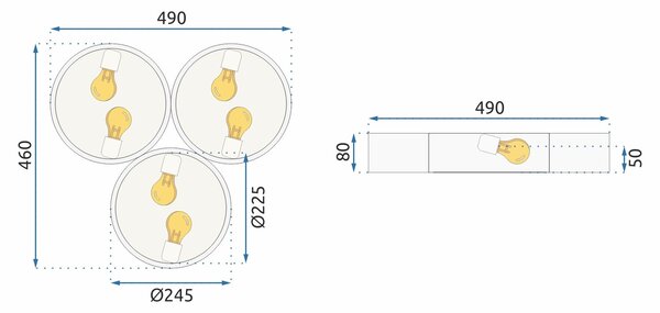 Plafond APP879-C Trojni 3x40cm Bela