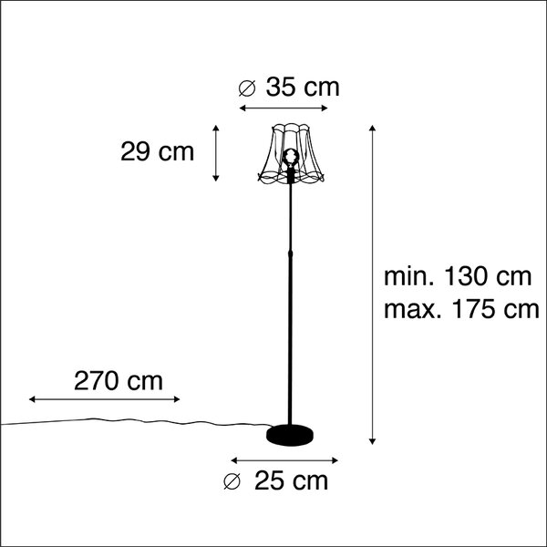 Stoječa svetilka črna z okvirjem Granny 35 cm nastavljiv - Parte