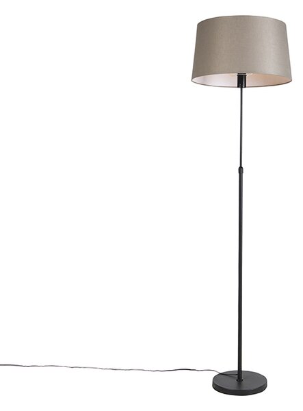 Stoječa svetilka črna s senčilom iz lanu v barvi taupe 45 cm nastavljiva - Parte