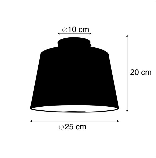 Stropna svetilka z bombažnim odtenkom črna z zlatom 25 cm - kombinirana črna