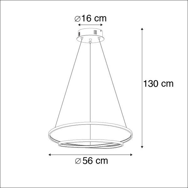 Dizajn viseča svetilka črna 55 cm, vključno z LED zatemnitvijo - Rowan