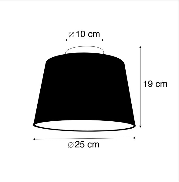 Stropna svetilka s platnenim odtenkom črna 25 cm - kombinirano bela