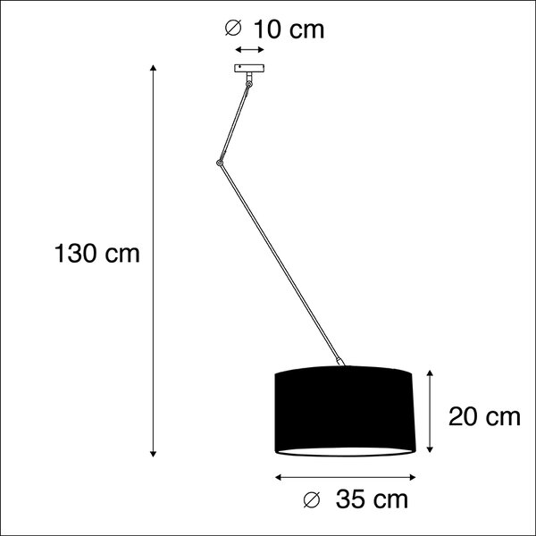 Viseča svetilka z velur senčilom oker z zlatom 35 cm - Blitz I črna