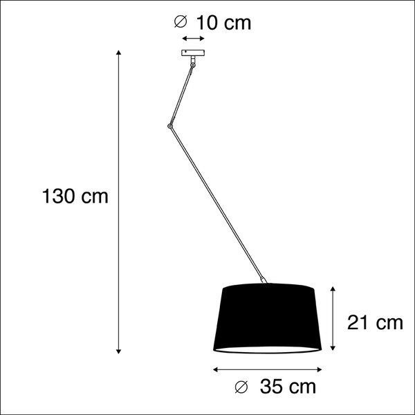 Viseča svetilka z nagubanim senčilom 35 cm krem - Blitz I črna