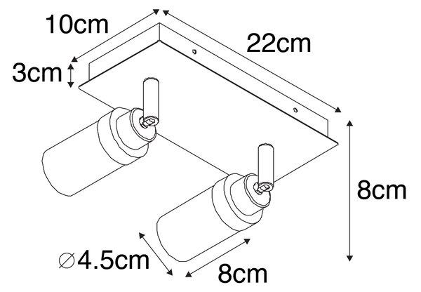 Moderni kopalniški reflektor črn 2-light IP44 - Japie