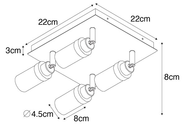 Moderni kopalniški reflektor črn 4-light IP44 - Japie