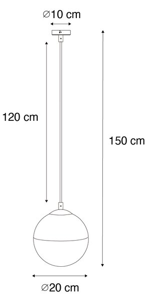 Retro viseča svetilka črna s prozornim steklom 20 cm - Eclipse