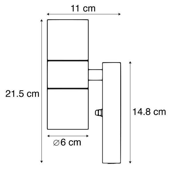 Zunanje stensko svetilo iz jekla 2-luč IP44 s senzorjem mraka - Duo