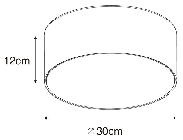 Stropna svetilka siva 30 cm z zlato notranjostjo - Drum