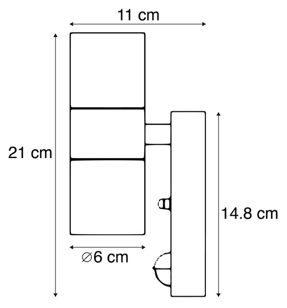 Zunanja stenska svetilka jeklo IP44 s senzorjem gibanja - Duo