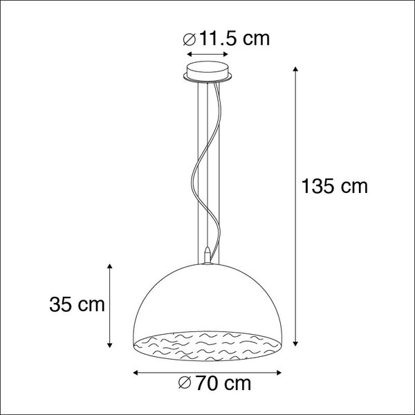 Industrijska viseča svetilka črna z zlatom 70 cm - Magna