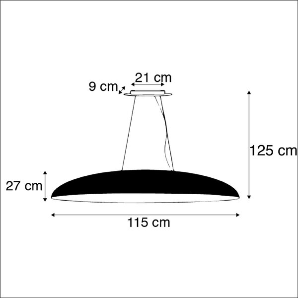 Industrijska viseča svetilka črna z zlatom 115 cm - Magna