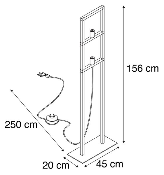 Industrijska talna svetilka 2-svetlo črna - Simple Cage 2