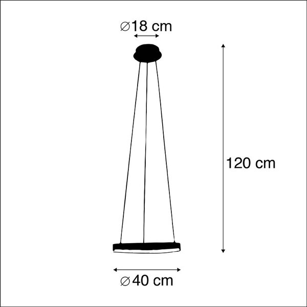 Dizajnerska viseča svetilka v obliki obroča črna 40 cm z LED in zatemnitvijo - Anello