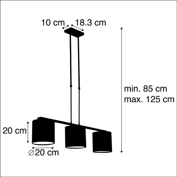 Viseča svetilka z velur odtenki pav z zlatom 20cm - Combi 3 Deluxe