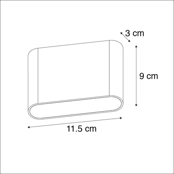 Stenska svetilka antracit 11,5 cm vključno z LED IP65 - Batt