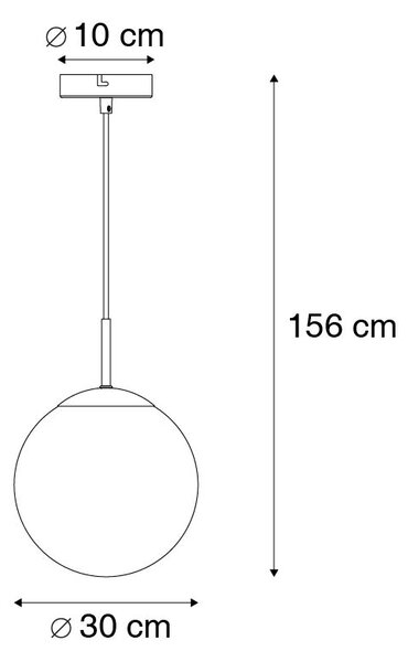 Art Deco viseča svetilka črna z dimnim steklom 30 cm - Pallon