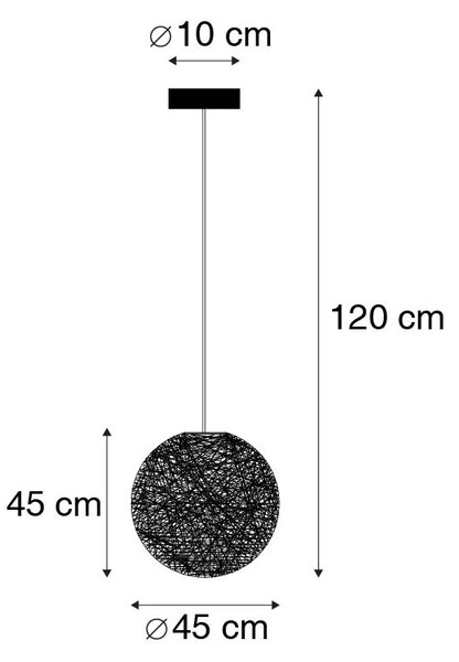 Podeželska viseča svetilka bela 45 cm - Corda