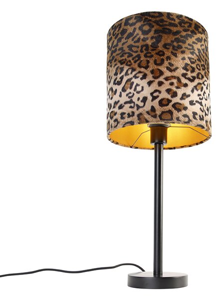 Moderna namizna svetilka črna s senčnikom leopard 25 cm - Simplo