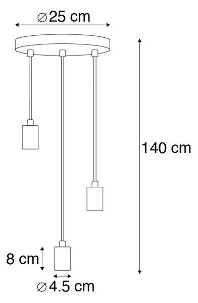 Smart Industrial viseča svetilka črna vključno z Wifi G95 3-light - Facil