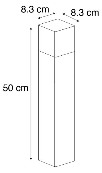 Stoječa zunanja svetilka črna 50 cm IP44 z efektom dimljenega stekla - Danska