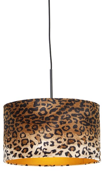 Sodobna viseča svetilka črna s senčilom leopard 35 cm - Combi