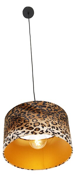 Sodobna viseča svetilka črna s senčilom leopard 35 cm - Combi