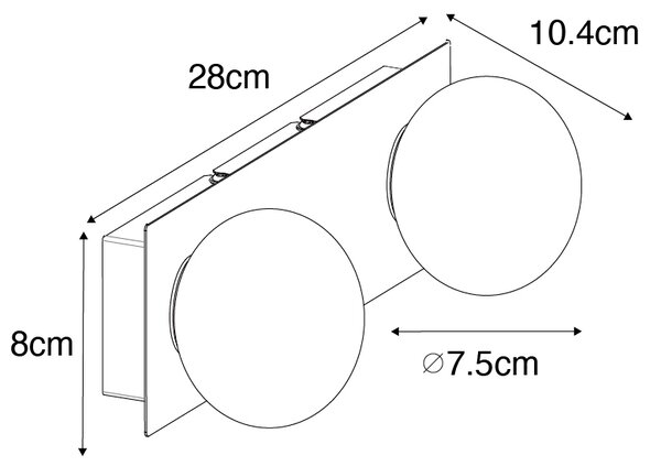 Moderna stenska svetilka jeklo 28 cm IP44 2 luči - Cederic