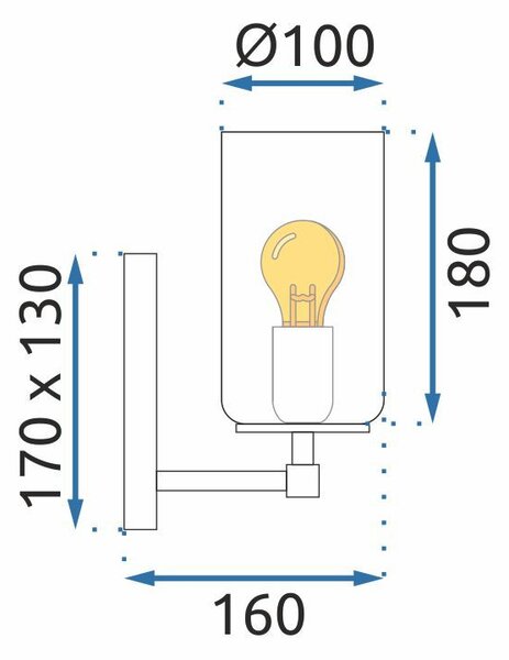 LAMPA ŚCIENNA KINKIET APP1224-1W GOLD