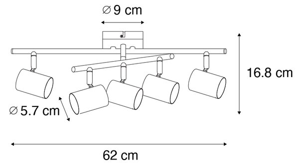 Moderna stropna svetilka bronze 5-svetlobna nastavljiva pravokotna - Jeana