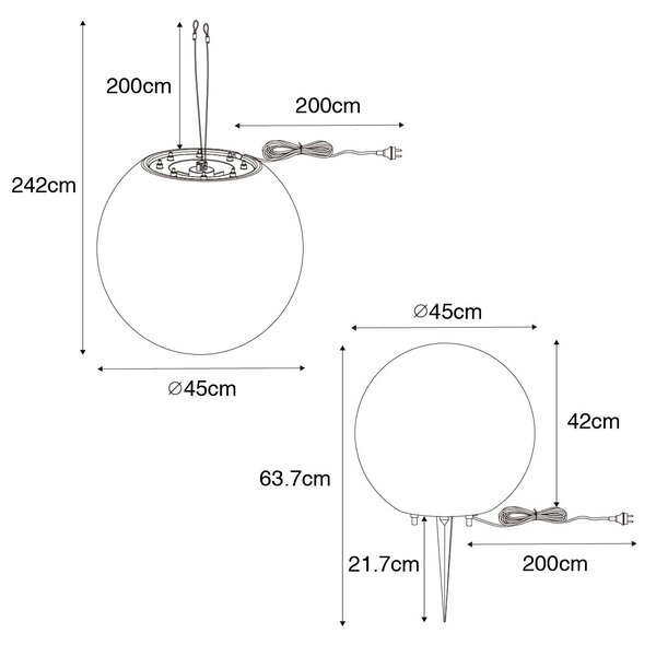 Moderna zunanja viseča svetilka siva 45 cm IP65 - Nura