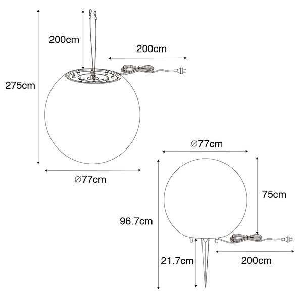 Moderna zunanja viseča svetilka bela 77 cm IP65 - Nura