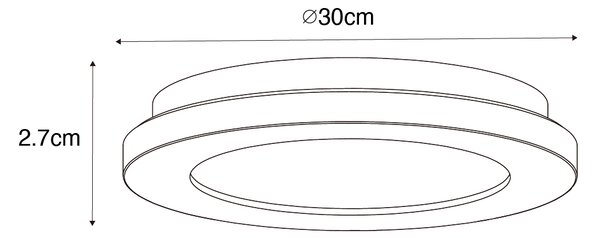 Moderna stropna svetilka črna 30 cm z LED IP44 - Steve