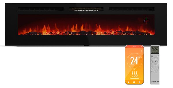 Klarstein Galeras Smart Intelligent Electric Fireplace, 2 nastavitvi temperature, 16 - 30°| Iluzija plamena LED, Možnost povezave z IOT