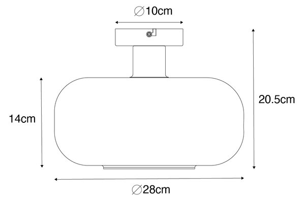 Art Deco stropna svetilka črna z dimljenim steklom - Bizle