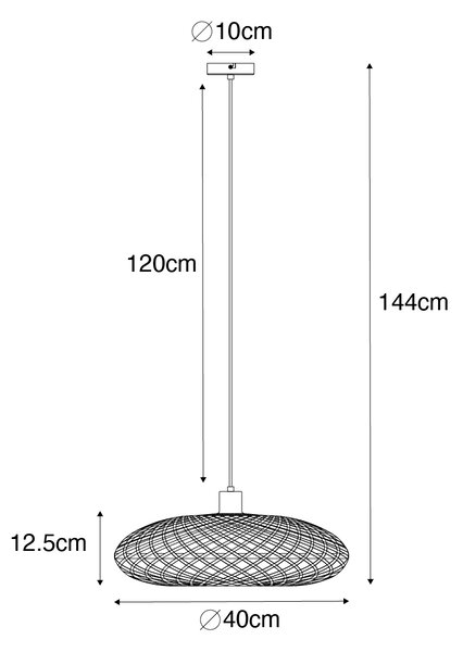 Orientalska viseča svetilka črni bambus 40 cm - Ostrava