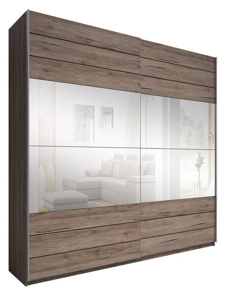 Garderobna omara Austin J104, Temni hrast San Remo, 210x200x61cm, Vrata omare: Drsna